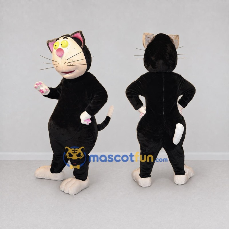 Custom Black and Cream Cat Mascot Costume Adult Full Body Suit for Children's Events
