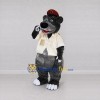 Custom Dark Gray Cream and Red Bear in Shirt Mascot Costume Adult Full Body Suit for Community Events