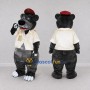 Custom Dark Gray Cream and Red Bear in Shirt Mascot Costume Adult Full Body Suit for Community Events