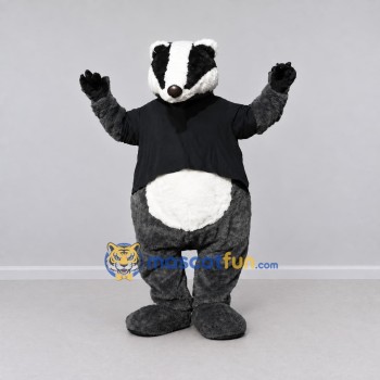 Custom Gray Black and White Badger in T-Shirt Mascot Costume Adult Full Body Suit for Woodland Events