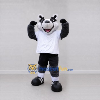 Custom Gray Black and White Badger in Sportswear Mascot Costume Adult Full Body Suit for Sports Events