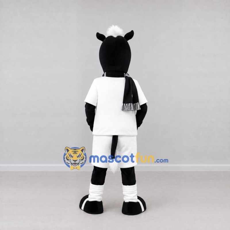 Custom Black and White Horse in Sportswear Mascot Costume Adult Full Body Suit for Sports Events Custom Black and White Horse in Sportswear Mascot Costume Adult Full Body Suit for Sports Events