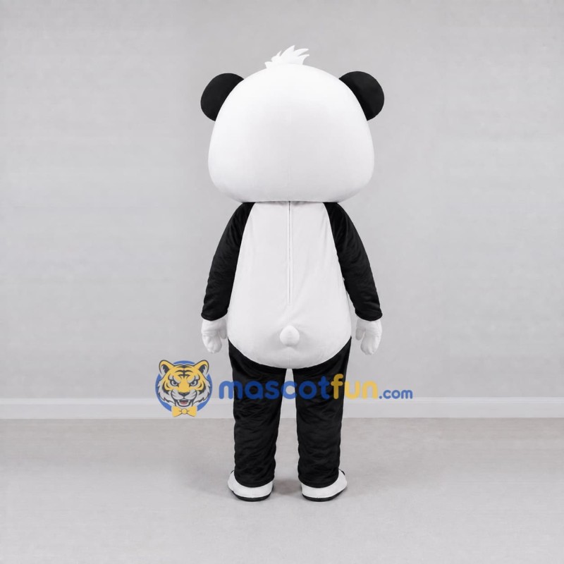Custom Black White and Blue Panda with Tie Mascot Costume Adult Full Body Suit for Children's Events