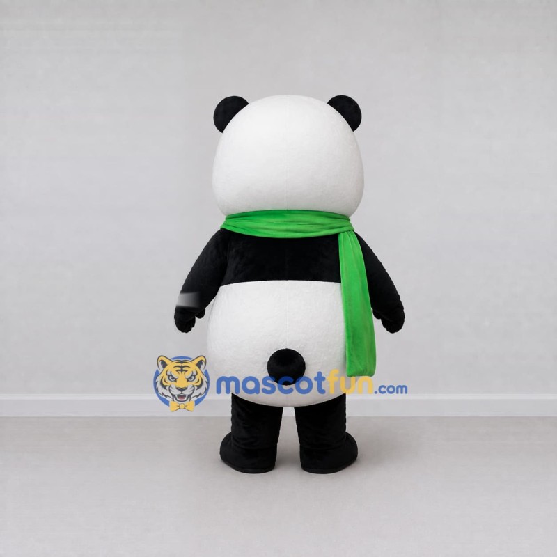 Custom Black White and Green Panda with Scarf Mascot Costume Adult Full Body Suit for Children's Events Custom Black White and Green Panda with Scarf Mascot Costume Adult Full Body Suit for Children's Events