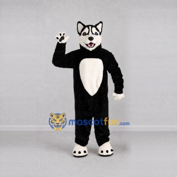 Custom Black and White Husky Dog Mascot Costume Adult Full Body Suit for Pet Events Custom Black and White Husky Dog Mascot Costume Adult Full Body Suit for Pet Events