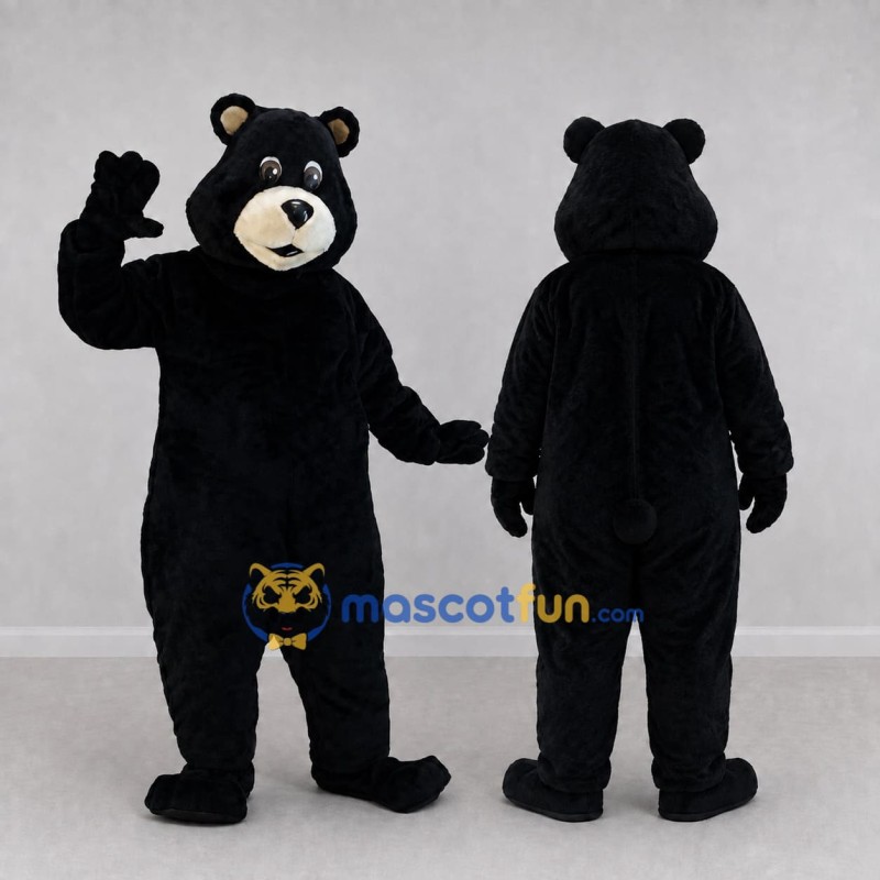 Custom Black and Cream Bear Mascot Costume Adult Full Body Suit for Wildlife Events Custom Black and Cream Bear Mascot Costume Adult Full Body Suit for Wildlife Events