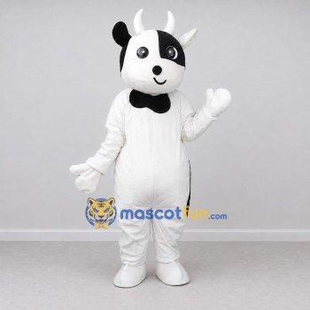Custom Black and White Cow with Bow Tie Mascot Costume Adult Full Body Suit for Farm Events Custom Black and White Cow with Bow Tie Mascot Costume Adult Full Body Suit for Farm Events