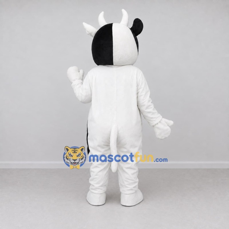Custom Black and White Cow with Bow Tie Mascot Costume Adult Full Body Suit for Farm Events Custom Black and White Cow with Bow Tie Mascot Costume Adult Full Body Suit for Farm Events