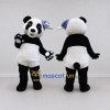 Custom Black White and Blue Panda with Hair Bow Mascot Costume Adult Full Body Suit for Children's Events Custom Black White and Blue Panda with Hair Bow Mascot Costume Adult Full Body Suit for Children's Events