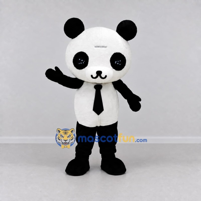 Custom Black and White Panda with Tie Mascot Costume Adult Full Body Suit for School Events Custom Black and White Panda with Tie Mascot Costume Adult Full Body Suit for School Events