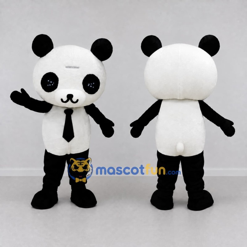 Custom Black and White Panda with Tie Mascot Costume Adult Full Body Suit for School Events Custom Black and White Panda with Tie Mascot Costume Adult Full Body Suit for School Events