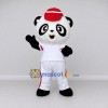 Custom Black White and Red Panda in Sportswear Mascot Costume Adult Full Body Suit for Sports Events Custom Black White and Red Panda in Sportswear Mascot Costume Adult Full Body Suit for Sports Events