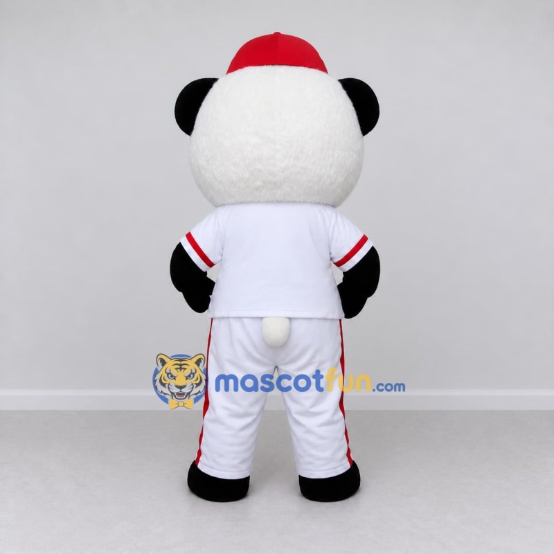 Custom Black White and Red Panda in Sportswear Mascot Costume Adult Full Body Suit for Sports Events Custom Black White and Red Panda in Sportswear Mascot Costume Adult Full Body Suit for Sports Events
