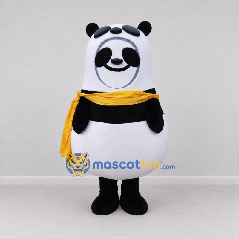 Custom Black White and Yellow Panda with Scarf Mascot Costume Adult Full Body Suit for Children's Events Custom Black White and Yellow Panda with Scarf Mascot Costume Adult Full Body Suit for Children's Events