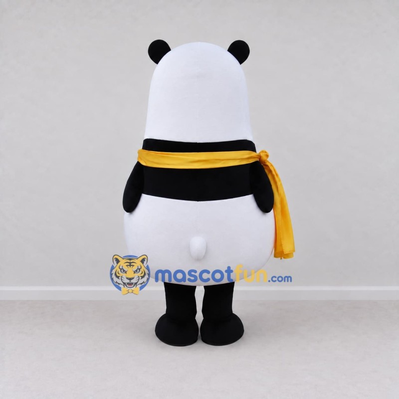Custom Black White and Yellow Panda with Scarf Mascot Costume Adult Full Body Suit for Children's Events Custom Black White and Yellow Panda with Scarf Mascot Costume Adult Full Body Suit for Children's Events