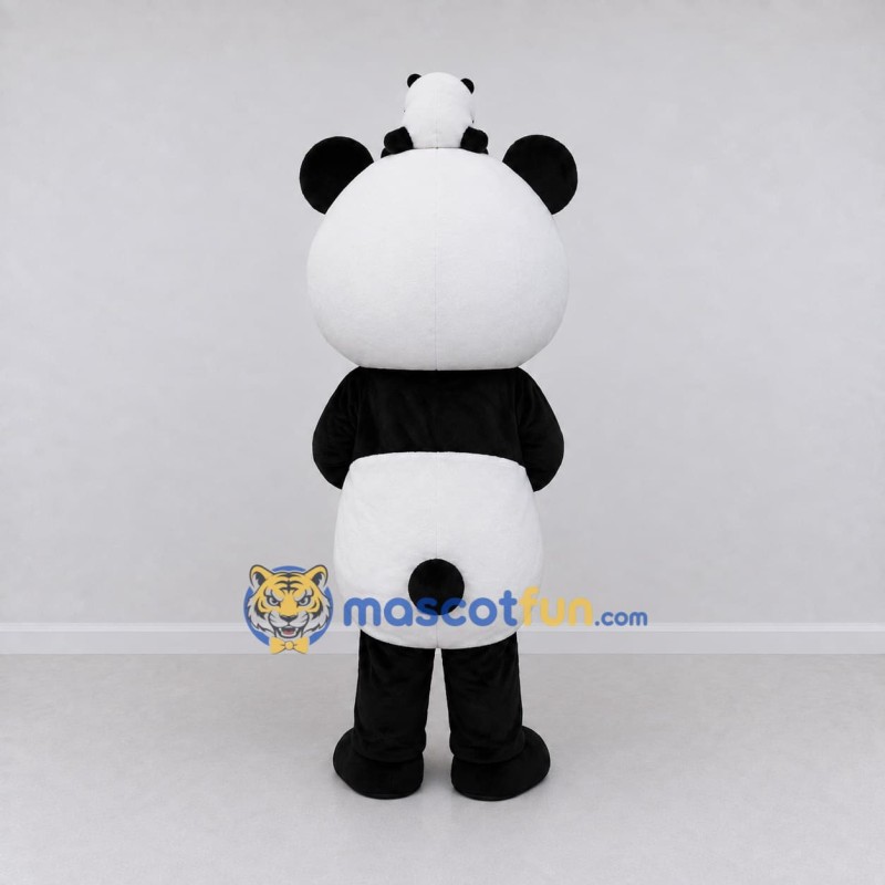 Custom Black and White Panda with Mini Panda Mascot Costume Adult Full Body Suit for Children's Events