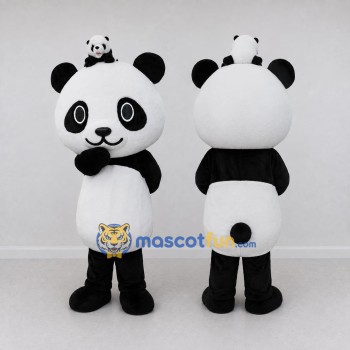 Custom Black and White Panda with Mini Panda Mascot Costume Adult Full Body Suit for Children's Events