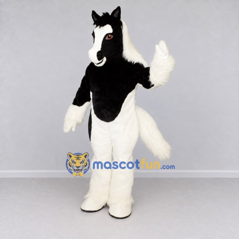 Custom Black and White Horse Mascot Costume Adult Full Body Suit for Farm Events Custom Black and White Horse Mascot Costume Adult Full Body Suit for Farm Events