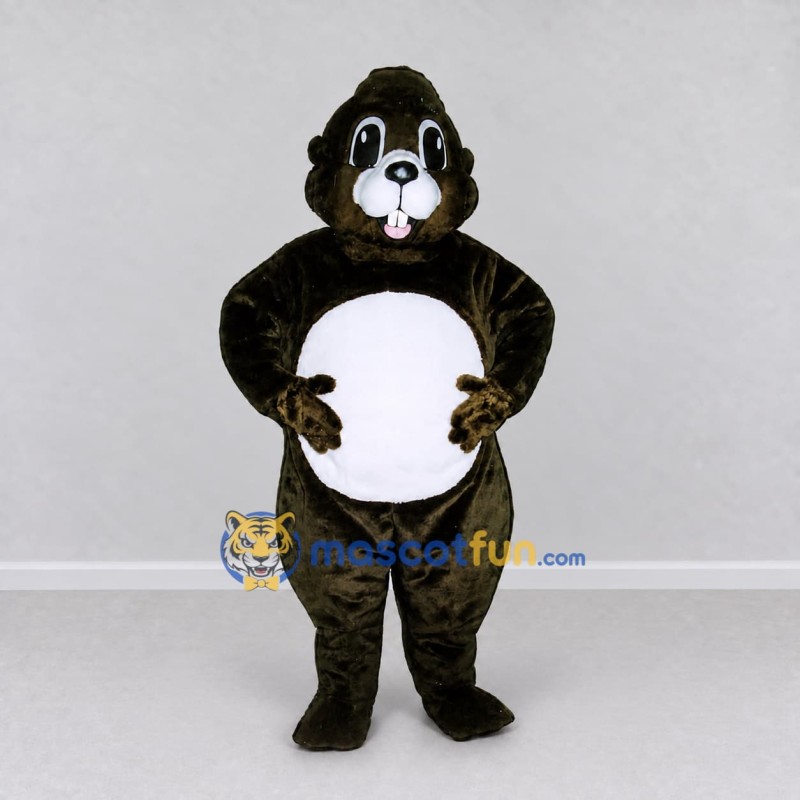 Custom Dark Brown and White Rodent Mascot Costume Adult Full Body Suit for Woodland Events