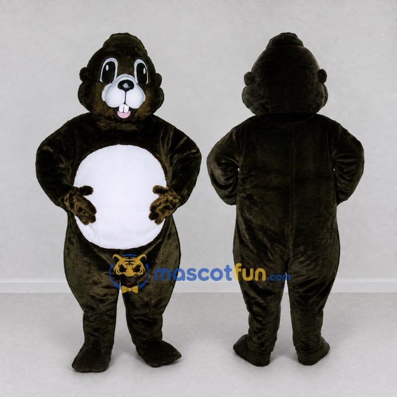 Custom Dark Brown and White Rodent Mascot Costume Adult Full Body Suit for Woodland Events