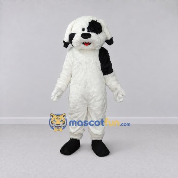 Custom White and Black Shaggy Dog Mascot Costume Adult Full Body Suit for Pet Events
