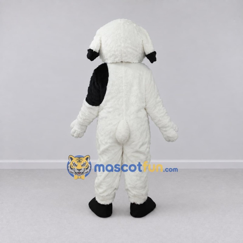 Custom White and Black Shaggy Dog Mascot Costume Adult Full Body Suit for Pet Events Custom White and Black Shaggy Dog Mascot Costume Adult Full Body Suit for Pet Events