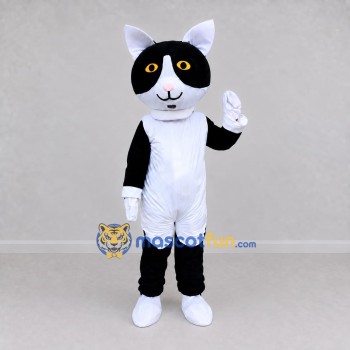 Custom Black and White Cat Mascot Costume Adult Full Body Suit for Pet Events