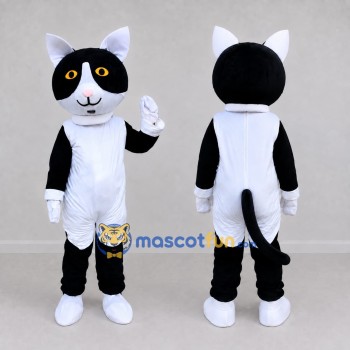 Custom Black and White Cat Mascot Costume Adult Full Body Suit for Pet Events