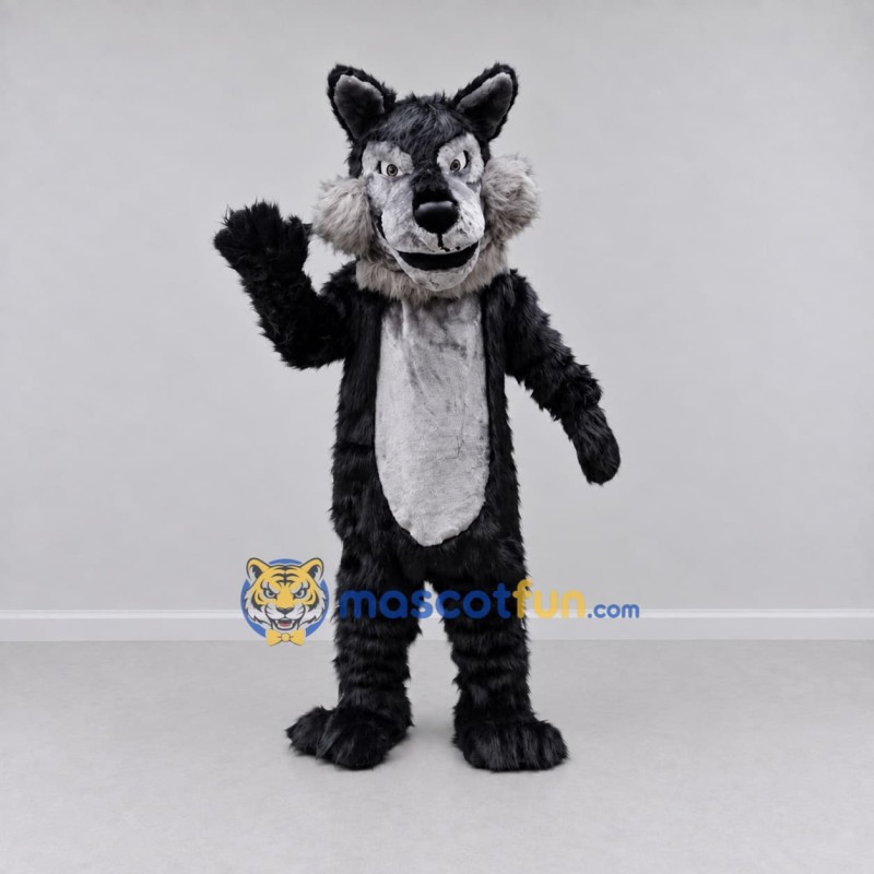 Custom Black and Gray Wolf Mascot Costume Adult Full Body Suit for Wildlife Events Custom Black and Gray Wolf Mascot Costume Adult Full Body Suit for Wildlife Events