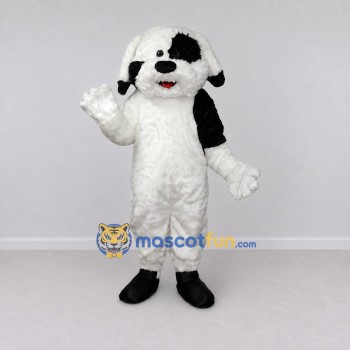 Custom White and Black Shaggy Dog Mascot Costume Adult Full Body Suit for Pet Events