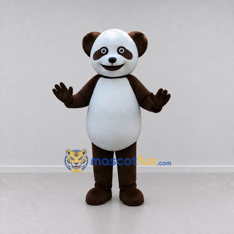 Custom Brown and White Panda Mascot Costume Adult Full Body Suit for Children's Events Custom Brown and White Panda Mascot Costume Adult Full Body Suit for Children's Events