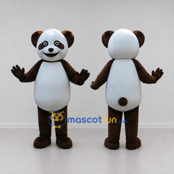 Custom Brown and White Panda Mascot Costume Adult Full Body Suit for Children's Events