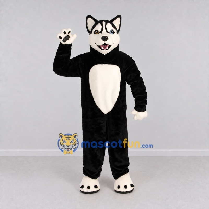 Custom Black and White Husky Dog Mascot Costume Adult Full Body Suit for Pet Events Custom Black and White Husky Dog Mascot Costume Adult Full Body Suit for Pet Events