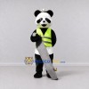 Custom Black White and Lime Green Panda in Safety Vest Mascot Costume Adult Full Body Suit for Community Events Custom Black White and Lime Green Panda in Safety Vest Mascot Costume Adult Full Body Suit for Community Events