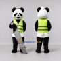 Custom Black White and Lime Green Panda in Safety Vest Mascot Costume Adult Full Body Suit for Community Events