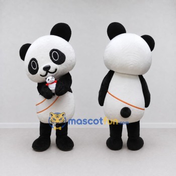 Custom Black and White Panda with Mini Panda Mascot Costume Adult Full Body Suit for Children's Events