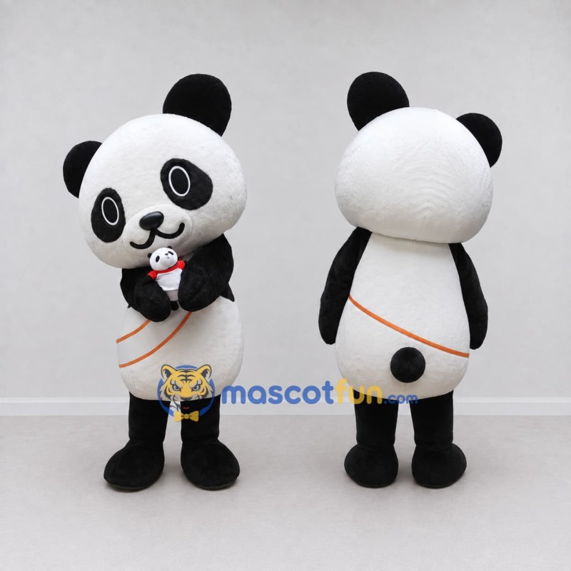 Custom Black and White Panda with Mini Panda Mascot Costume Adult Full Body Suit for Children's Events Custom Black and White Panda with Mini Panda Mascot Costume Adult Full Body Suit for Children's Events