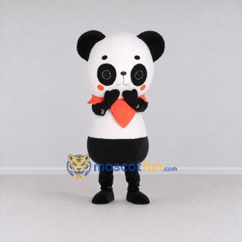 Custom Black White and Red Panda with Scarf Mascot Costume Adult Full Body Suit for Children's Events