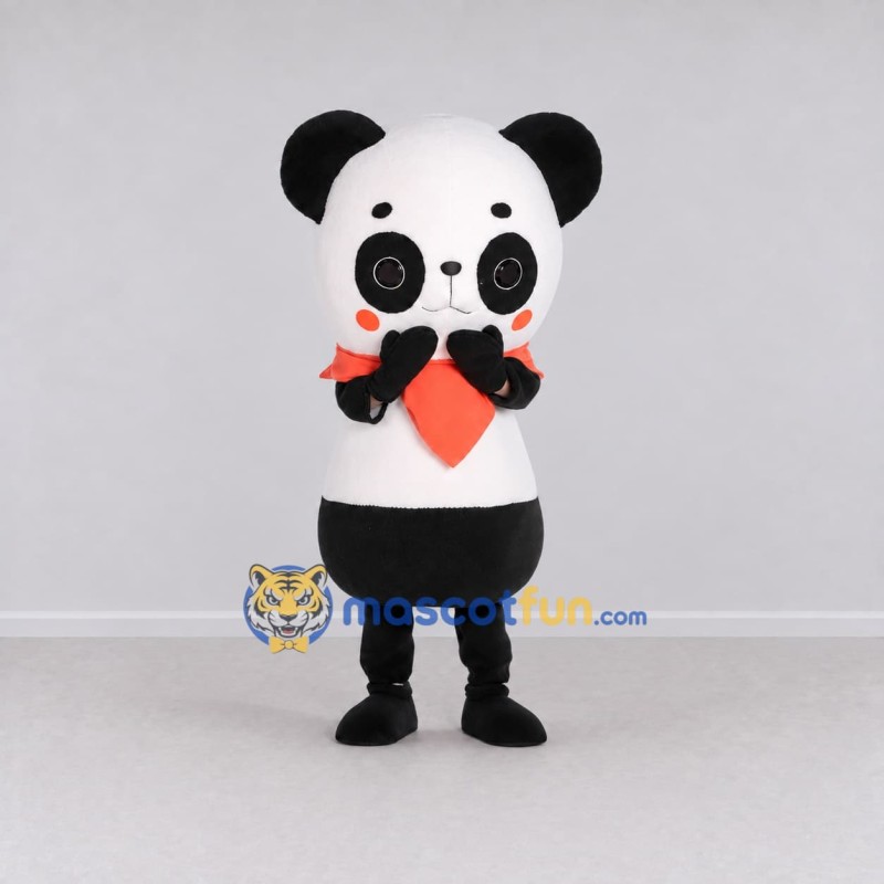 Custom Black White and Red Panda with Scarf Mascot Costume Adult Full Body Suit for Children's Events Custom Black White and Red Panda with Scarf Mascot Costume Adult Full Body Suit for Children's Events