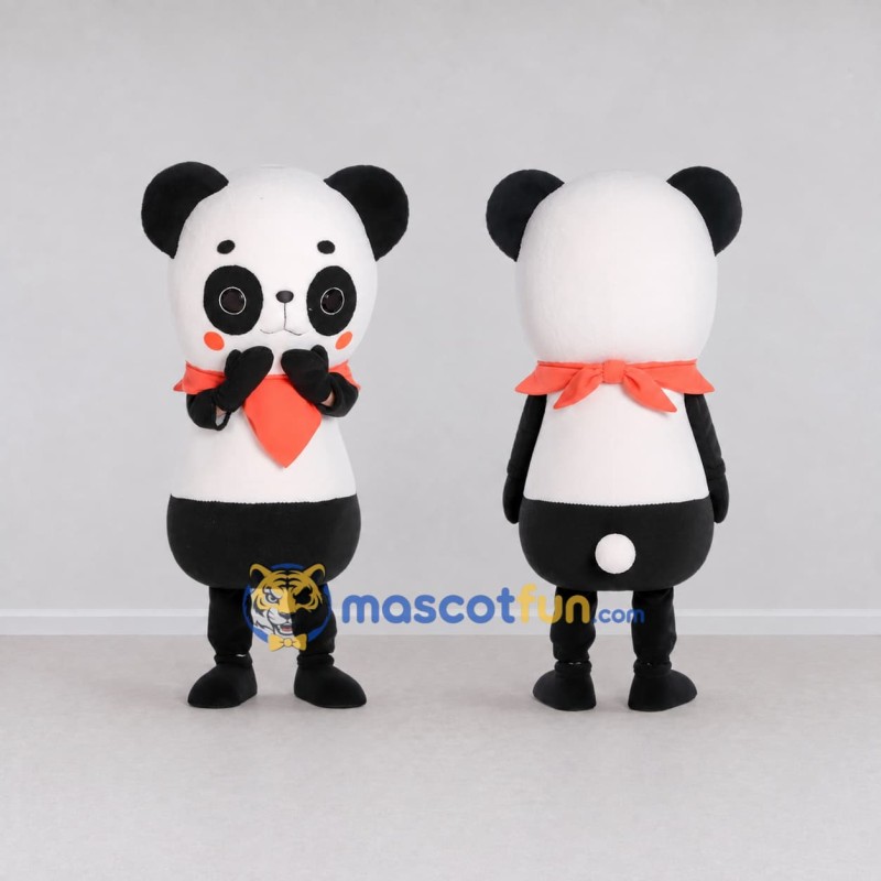 Custom Black White and Red Panda with Scarf Mascot Costume Adult Full Body Suit for Children's Events Custom Black White and Red Panda with Scarf Mascot Costume Adult Full Body Suit for Children's Events