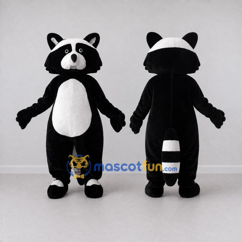 Custom Black and White Raccoon Mascot Costume Adult Full Body Suit for Woodland Events Custom Black and White Raccoon Mascot Costume Adult Full Body Suit for Woodland Events