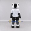 Custom Gray Black and White Badger in Sportswear Mascot Costume Adult Full Body Suit for Sports Events Custom Gray Black and White Badger in Sportswear Mascot Costume Adult Full Body Suit for Sports Events