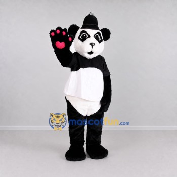 Custom Black and White Panda with Hat Mascot Costume Adult Full Body Suit for School Events Custom Black and White Panda with Hat Mascot Costume Adult Full Body Suit for School Events