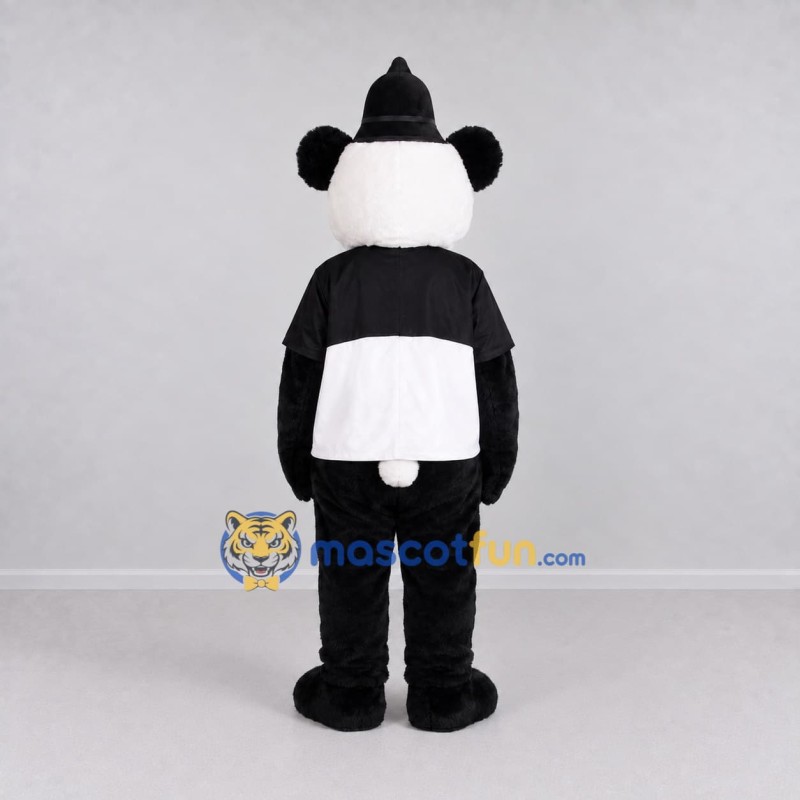 Custom Black and White Panda with Hat Mascot Costume Adult Full Body Suit for School Events Custom Black and White Panda with Hat Mascot Costume Adult Full Body Suit for School Events