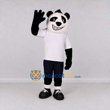 Custom Black and White Panda in T-Shirt Mascot Costume Adult Full Body Suit for School Events Custom Black and White Panda in T-Shirt Mascot Costume Adult Full Body Suit for School Events