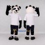 Custom Black and White Panda in T-Shirt Mascot Costume Adult Full Body Suit for School Events