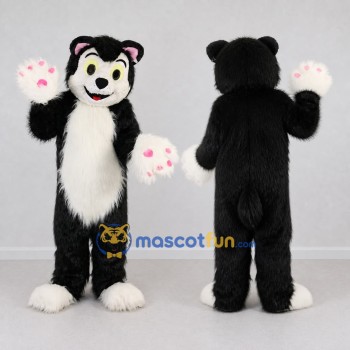 Custom Black and White Cat Mascot Costume Adult Full Body Suit for Children's Events