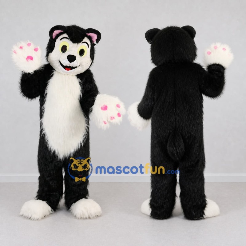 Custom Black and White Cat Mascot Costume Adult Full Body Suit for Children's Events Custom Black and White Cat Mascot Costume Adult Full Body Suit for Children's Events
