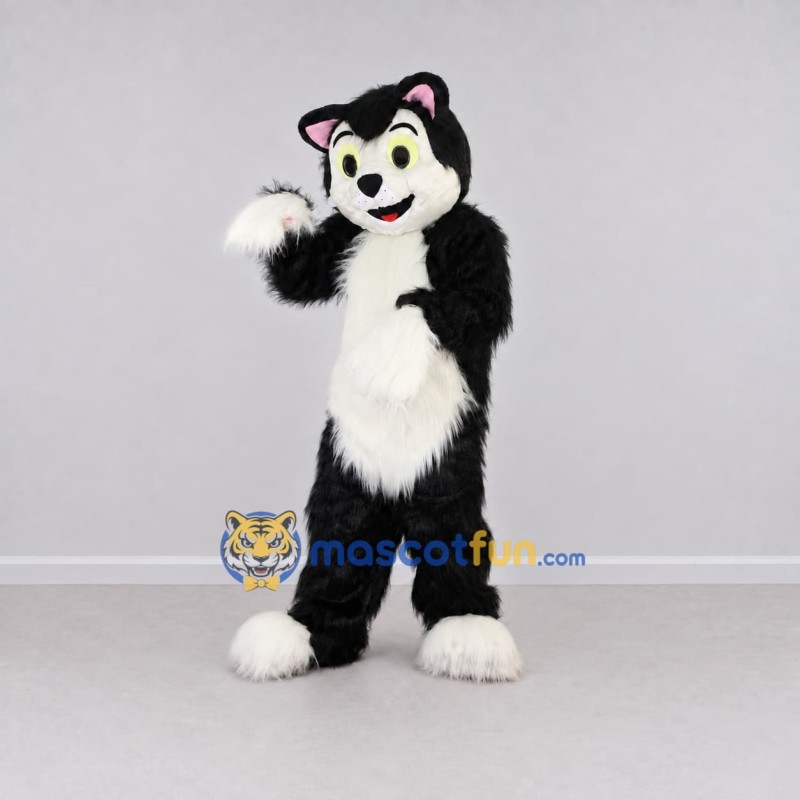 Custom Black and White Cat Mascot Costume Adult Full Body Suit for Children's Events Custom Black and White Cat Mascot Costume Adult Full Body Suit for Children's Events