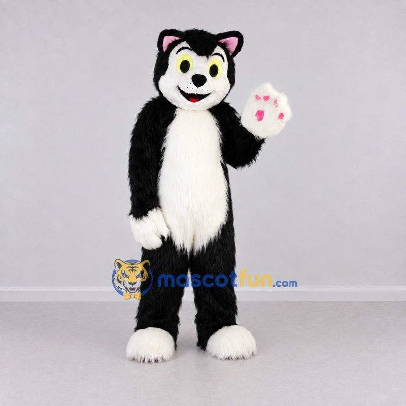 Custom Black and White Cat Mascot Costume Adult Full Body Suit for Children's Events Custom Black and White Cat Mascot Costume Adult Full Body Suit for Children's Events